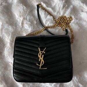 Saint Laurent Crossbody Purse “Sulpice” Calfskin Leather Black